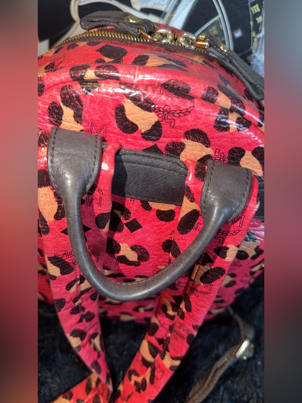 MCM Leopard Print Leather Mini Backpack - Picture 8 of 13